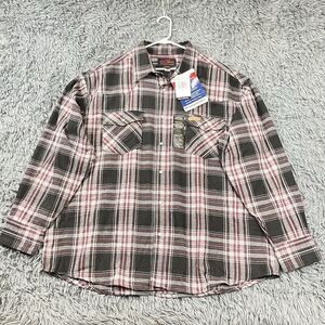 Mens Extra Heavy Pearl Snap Plaid Flannel Outdoor Shacket Black Red Gry 2XLT NWT